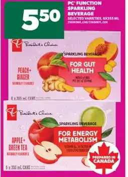 Real Canadian Superstore PC FUNCTION SPARKLING BEVERAGE, 6X355 ML offer