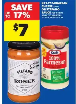 Real Canadian Superstore KRAFT PARMESAN CHEESE, 250 G OR STEFANO SAUCE, 405-648 ML offer