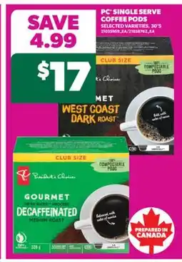 Real Canadian Superstore PC SINGLE SERVE COFFEE PODS, 30'S offer