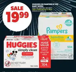 Real Canadian Superstore HUGGIES OR PAMPERS 9/10X BABY WIPES, 504-600' S offer