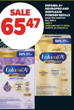 Real Canadian Superstore ENFAMIL A + NEUROPRO AND GENTLEASE POWDER REFILLS, 862/890 G offer