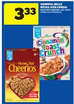Real Canadian Superstore GENERAL MILLS RETAIL SIZE CEREAL, 297-430 G offer