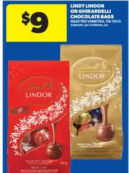 Real Canadian Superstore LINDT LINDOR OR GHIRARDELLI CHOCOLATE BAGS, 116-153 G offer