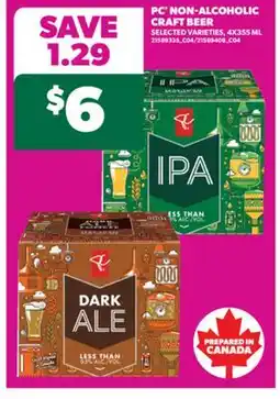 Real Canadian Superstore PC NON-ALCOHOLIC CRAFT BEER, 4X355 ML offer