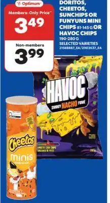 Real Canadian Superstore DORITOS, CHEETOS, SUNCHIPS OR FUNYUNS MINI CHIPS 81-145 G OR HAVOC CHIPS 190-280 G offer