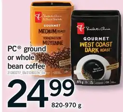 Fortinos PC GROUND OR WHOLE BEAN COFFEE, 820-970 g offer