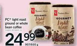 Fortinos PC LIGHT ROAST GROUND OR WHOLE BEAN COFFEE, 907/930 G offer