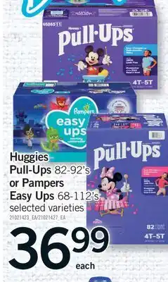 Fortinos HUGGIES PULL-UPS 82-92'S OR PAMPERS EASY UPS 68-112'S offer