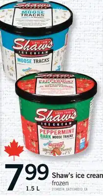 Fortinos SHAW'S ICE CREAM 1.5 L offer