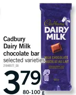Fortinos CADBURY DAIRY MILK CHOCOLATE BAR, 80-100 G offer