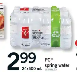Fortinos PC SPRING WATER, 24x500 mL offer
