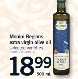 Fortinos MONINI REGIONS EXTRA VIRGIN OLIVE OIL. 500 mL offer
