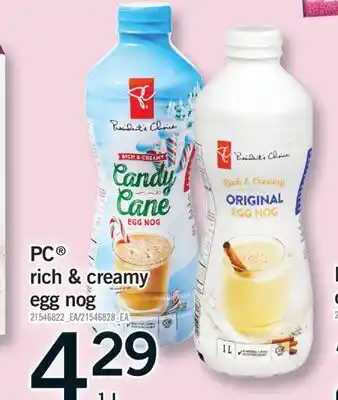 Fortinos PC RICH & CREAMY EGG NOG, 1 L offer