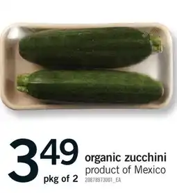 Fortinos ORGANIC ZUCCHINI, pkg of 2 offer