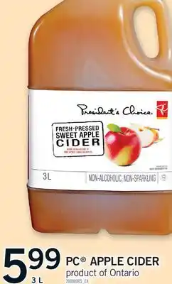 Fortinos PC APPLE CIDER, 3 L offer