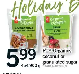 Fortinos PC ORGANICS COCONUT OR GRANULATED SUGAR, 454/900 G offer