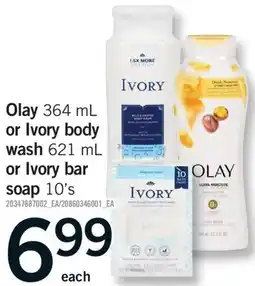 Fortinos OLAY 364 ML OR IVORY BODY WASH 621 ML OR IVORY BAR SOAP 10'S offer
