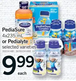 Fortinos PEDIASURE 4X235 ML OR PEDIALYTE 1 L offer