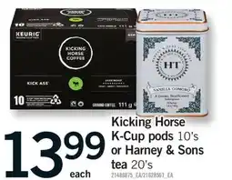 Fortinos KICKING HORSE K-CUP PODS, 10'S OR HARNEY & SONS TEA, 20'S offer