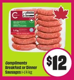 Chalo FreshCo Compliments Breakfast or Dinner Sausages 1-1.4 kg offer