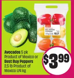 Chalo FreshCo Avocados 5 pk Product of Mexico or Best Buy Peppers 2.5 lb Product of Mexico 1.14 kg offer