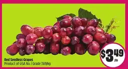 Chalo FreshCo Red Seedless Grapes Product of USA No. 1 Grade 7.69/kg offer