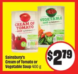 Chalo FreshCo Sainsbury's Cream of Tomato or Vegetable Soup 400 g offer