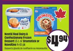 Chalo FreshCo Nestlé Real Dairy & Confectionary Frozen Dessert 1.5 L or Drumstick or Novelties 4-10 pk offer