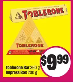 Chalo FreshCo Toblerone Bar 360 g or Impress Box 200 g offer