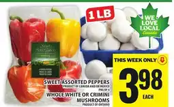 Food Basics SWEET ASSORTED PEPPERS OR WHOLE WHITE OR CRIMINI MUSHROOMS offer