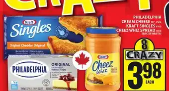 Food Basics PHILADELPHIA CREAM CHEESE, KRAFT SINGLES, CHEEZ WHIZ SPREAD offer