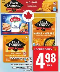 Food Basics BLACK DIAMOND CHEESE SHREDS NATURAL CHEESE SLICES, GALBANI MOZZARELLA offer