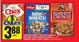 Food Basics QUAKER HARVEST CRUNCH CEREAL OR KELLOGG'S MINI-WHEATS! CEREAL OR GENERAL MILLS CHEX CEREAL offer