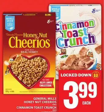 Food Basics GENERAL MILLS HONEY NUT CHEERIOS, CINNAMON TOAST CRUNCH offer
