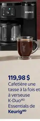 Walmart Cafetière une tasse à la fois et à verseuse K-Duo Essentials de Keurig offer