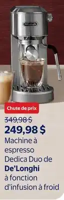 Walmart Machine à espresso Dedica Duo de De'Longhi à fonction d'infusion à froid offer