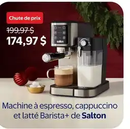 Walmart Machine à espresso, cappuccino et latté Barista+ de Salton offer
