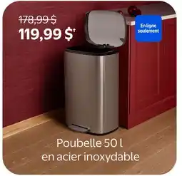 Walmart Poubelle 50 l en acier inoxydable offer