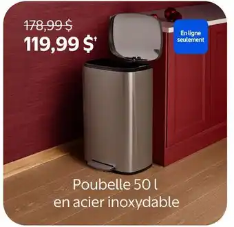 Walmart Poubelle 50 l en acier inoxydable offer
