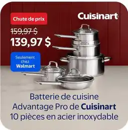 Walmart Batterie de cuisine Advantage Pro de Cuisinart 10 pièces en acier inoxydable offer