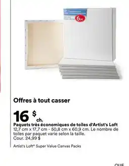 Michaels Paquets très économiques de toiles d'Artist's Loft offer