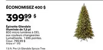 Michaels Épinette Glendale illuminée de 7,5 pi offer