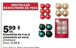 Michaels Ensembles de 4 ou 6 ornements en verre d'Ashland offer
