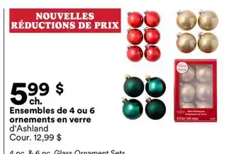 Michaels Ensembles de 4 ou 6 ornements en verre d'Ashland offer