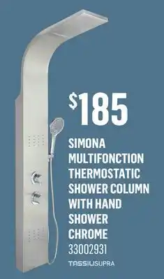Canac Simona Multifonction Thermostatic Shower Column with hand Shower offer
