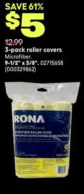RONA 3-pack roller covers 9-1/2 x 3/8 offer