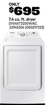 RONA SAMSUNG 7.4 cu. ft. dryer offer