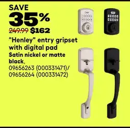 RONA WEISER Henley entry gripset with digital pad Satin nickel or matte black offer