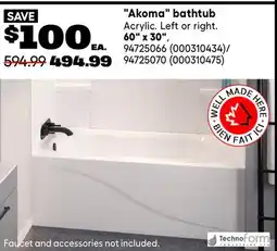 RONA TECHNOFORM Akoma bathtub offer