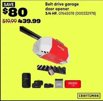 RONA CRAFTSMAN Belt drive garage door opener 3/4 HP offer